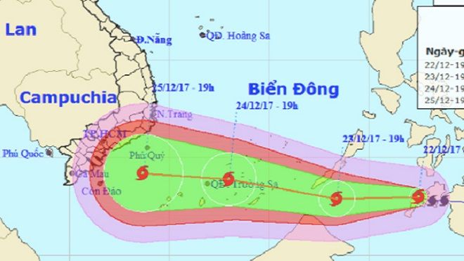 Đêm nay, bão Tembin mạnh cấp 14 vào biển Đông
