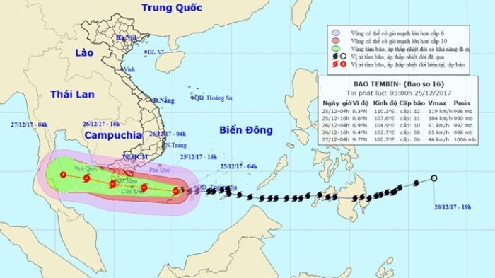 Chiều tối nay Tembin 'tấn công' Tây Nam Bộ, rủi ro tương đương bão Linda