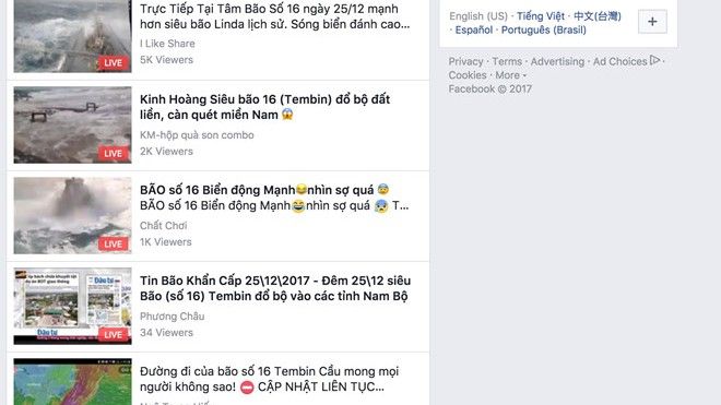 Giả livestream bão số 16 đổ bộ để câu like trục lợi trên Facebook