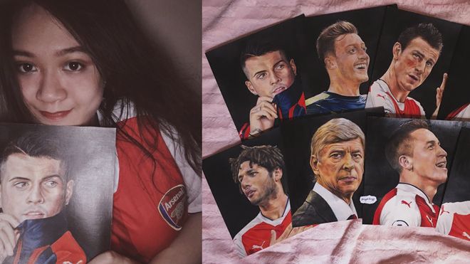Fan Arsenal Việt vẽ tranh tuyệt đẹp được Mesut Ozil đích thân cám ơn