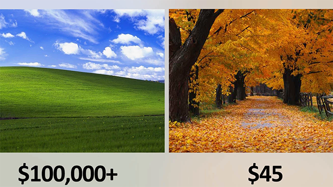 Ai dùng máy tính cũng biết 2 hình ảnh nổi tiếng này, trớ trêu ở chỗ một cái trị giá cả tỷ còn cái kia chỉ 1 triệu đồng