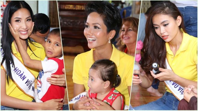 Hoa hậu H'Hen Niê cùng Hoàng Thuỳ, Mâu Thuỷ đi từ thiện sau đăng quang