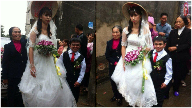 Chú rể cao 1m cùng cô dâu 1m6 rạng ngời trong ngày cưới