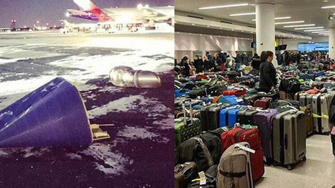 Khung cảnh hỗn loạn tại sân bay vì 'bom bão tuyết': Hơn 6.000 chuyến bay bị hủy, 2 vụ va chạm xảy ra