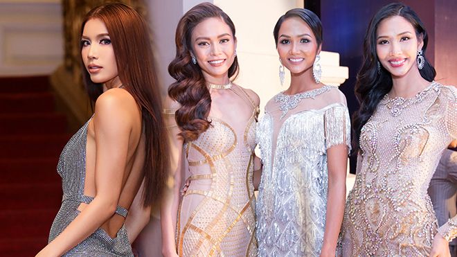Minh Tú đọ dáng quyến rũ với Top 3 Hoa hậu Hoàn Vũ Việt Nam trên thảm đỏ