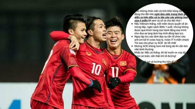 'Sếp nhà người ta' tâm lý chưa kìa: Cho nghỉ làm để xem bán kết, nghỉ thêm 1 ngày nếu U23 Việt Nam thắng