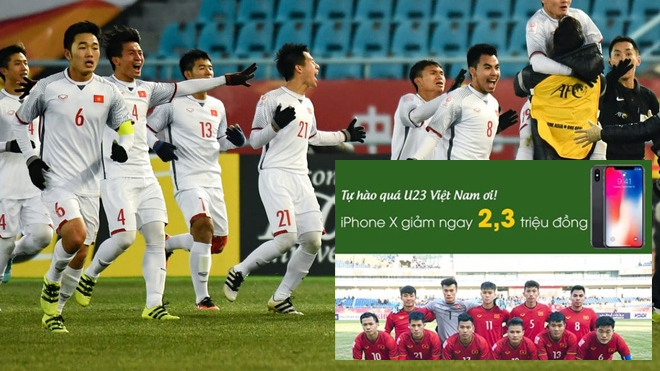 Ăn mừng chiến thắng U23 Việt Nam, nhiều cửa hàng di động mạnh tay khuyến mãi