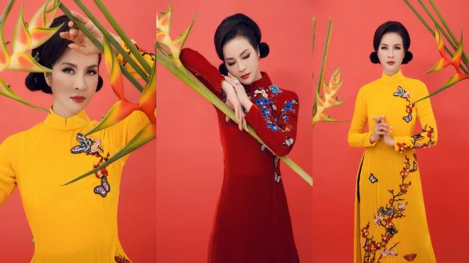 MC Thanh Mai gây thương nhớ với tà áo dài rực rỡ ngày Xuân