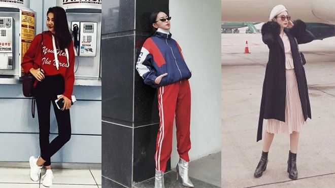 Thanh Hằng giữ thói quen mặc skinny jeans, trong khi Phương Trinh diện váy áo dịu dàng