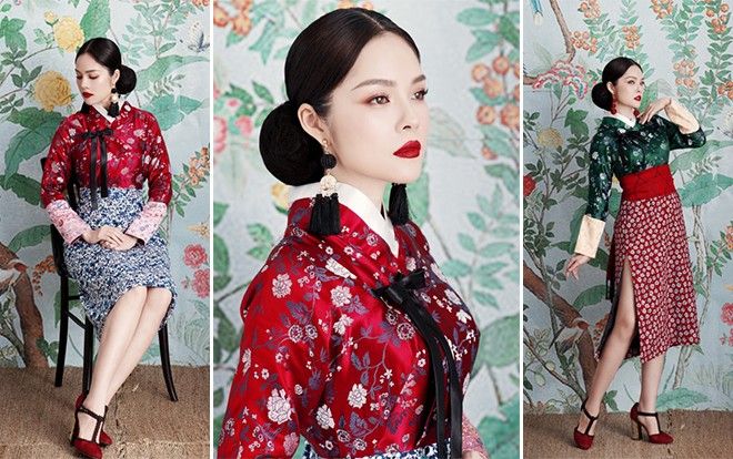 Dương Cẩm Lynh diện Áo dài gấm cách tân đón Xuân kiêu sa