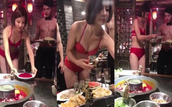 Nhà hàng lẩu thuê người mẫu bikini nóng bỏng giữa trời đông lạnh giá để hút khách