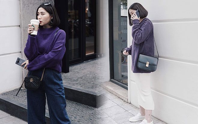 Fashionista Việt đồng loạt mix phụ kiện tím khói đón đầu năm mới
