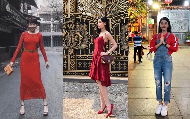 Đầu năm mới, sao Việt đồng loạt xuống phố với hai thái cực đối lập, sắc đỏ phủ sóng khắp nơi