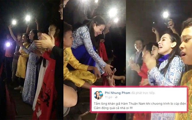 Mặc sự cố mất điện, mẹ con Phi Nhung vui vẻ 'hát chay' vì người hâm mộ
