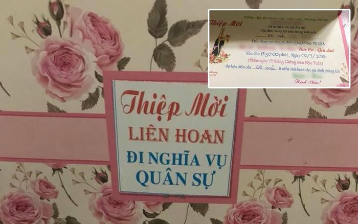 Bình thường chỉ có thiệp mời cưới, giờ có hẳn thiệp mời ăn liên hoan đi nghĩa vụ quân sự!