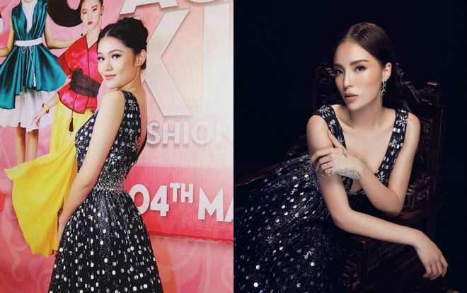 Diện lại chiếc váy khoét ngực sâu của Kỳ Duyên, á hậu Thùy Dung 'lép vế' khi để lộ vòng 1 phẳng lỳ