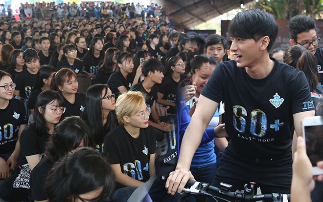 Isaac đạp xe cùng hơn 2000 tình nguyện viên 'ra quân' Giờ Trái đất 2018