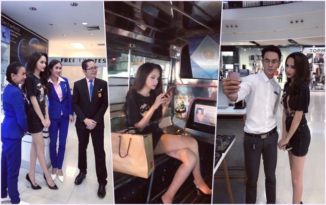 Hoa hậu Hương Giang đi mua sắm bằng phương tiện công cộng, được người hâm mộ săn đón tại Thái Lan