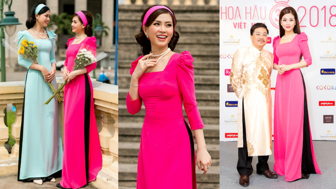 Á hậu Diễm Trang diện lại áo dài đã mặc 3 tháng trước tại họp báo Hoa hậu Việt Nam 2018