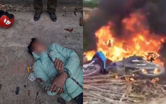 Trộm chó, nam thanh niên bị đánh bất tỉnh và đốt xe máy