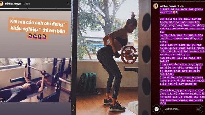 Bị chê là ‘hàng chợ’, Minh Tú bình tĩnh nâng tạ và đáp trả: 'Khi các anh chị khẩu nghiệp thì em đang làm đẹp'