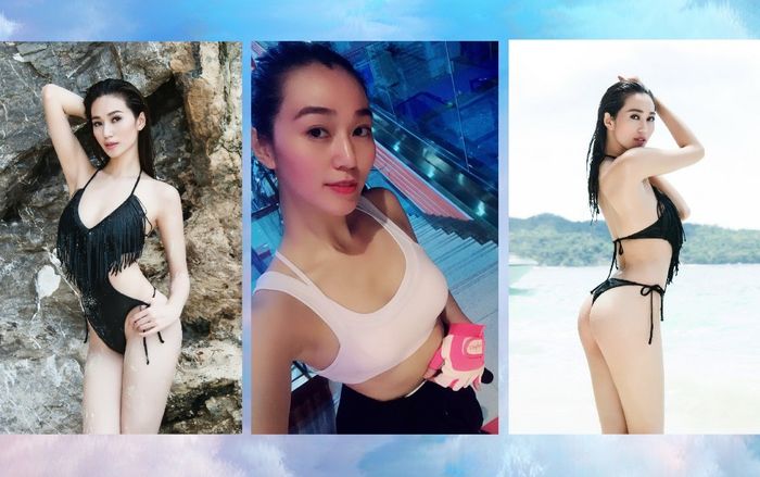 Chỉ với động tác đơn giản, Khánh My đã có vòng 3 chuẩn căng tròn, tự tin tạo dáng chữ S!