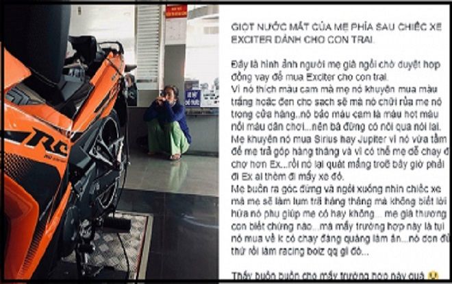 Câu chuyện 'giọt nước mắt của mẹ phía sau chiếc Exciter dành cho con trai' sẽ khiến nhiều bạn trẻ biết yêu cha mẹ hơn