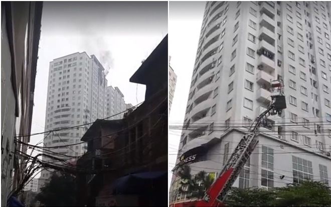Tầng 21 chung cư Văn Khê bốc khói nghi ngút, nhiều người hốt hoảng