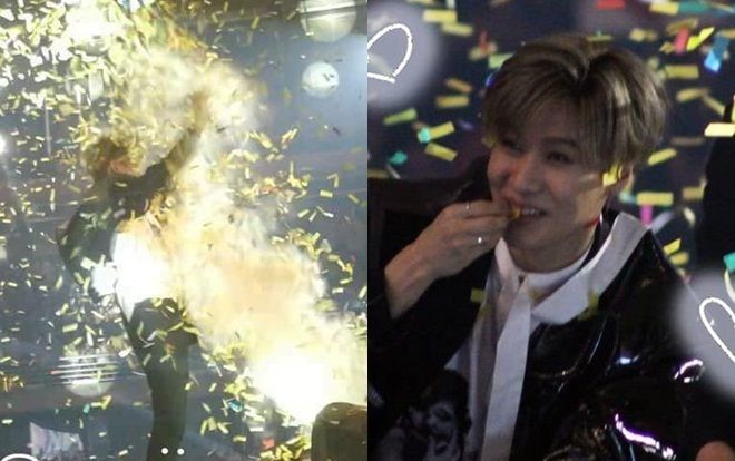 Taemin (SHINee) bị pháo giấy bắn vào mặt, fan vừa thương vừa buồn cười