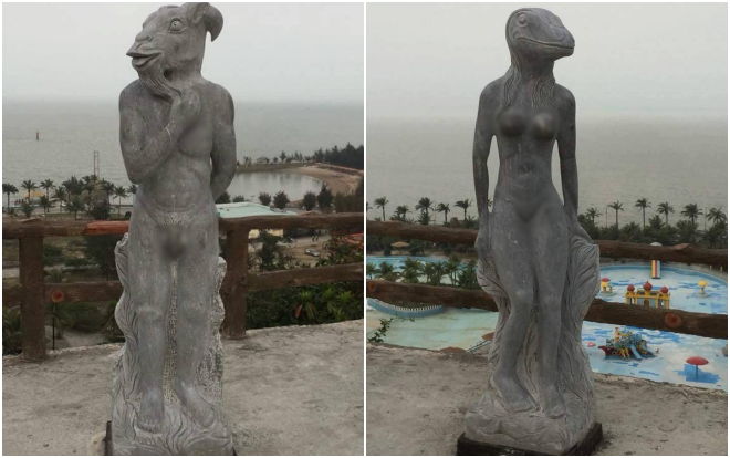 Choáng với hình ảnh kỳ dị của 12 con giáp bằng đá phản cảm ở khu du lịch