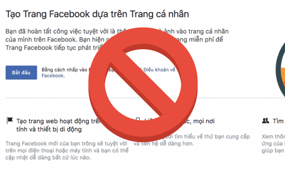 Chỉ sau một ngày, tính năng biến trang cá nhân thành page tại Việt Nam đã bị Facebook chặn