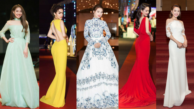 Khác với Nam Em đẹp xấu thất thường, Nhã Phương lúc nào cũng lung linh tại sự kiện với loạt đầm dạ hội cực xinh