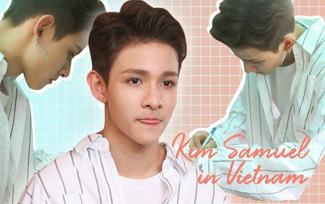 Kim Samuel đẹp trai ngời ngời, thân thiện nán lại họp báo để ký tặng fan Việt
