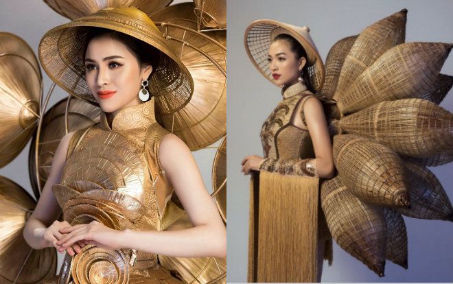 Trang phục truyền thống của đại diện Việt ở Miss Eco International gây tranh cãi vì giống quốc phục của Lệ Hằng
