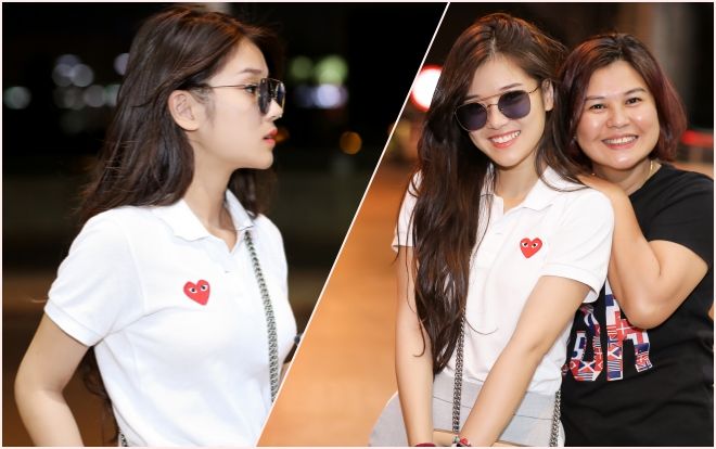 Hoàng Yến Chibi rạng rỡ tại sân bay lên đường sang Hàn Quốc cùng mẹ