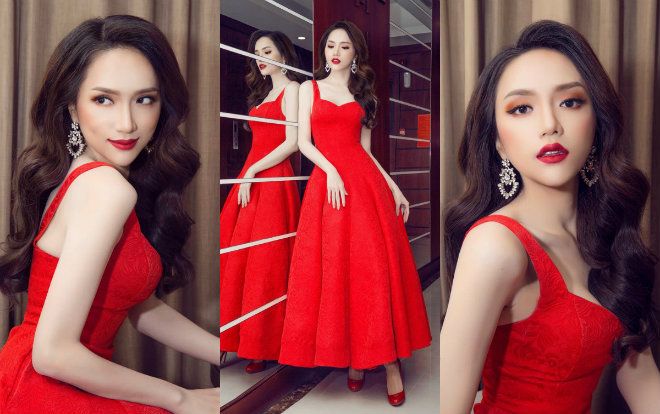 Hoa hậu Hương Giang hóa công chúa với đầm xòe đỏ rực làm 'chao đảo' mọi ánh nhìn