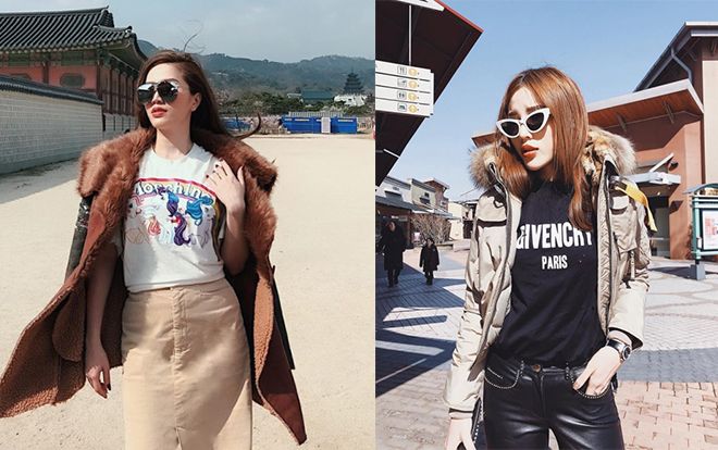 Cùng là fan của áo thun, Bảo Thy diện kiểu gì cũng ra nữ tính, trong khi Kỳ Duyên lại khí chất 'ngút trời'