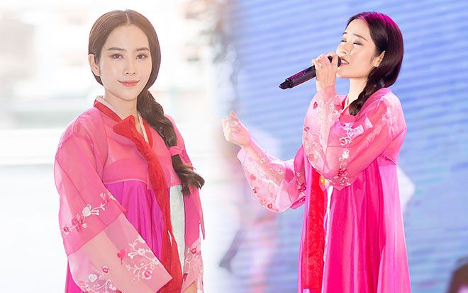 Hậu 'lùm xùm' tình cảm, Nam Em tươi tắn mặc Hanbok lên sân khấu trình diễn