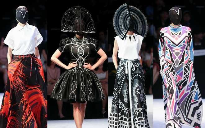 Dàn mẫu bịt vải đen kín mặt vẫn tự tin sải bước trình diễn BST lấy cảm hứng từ loài rắn