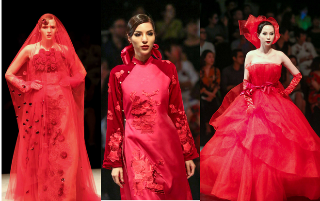 Khả Trang cùng hàng loạt người mẫu hóa 'cô dâu u buồn' trong BST với gam màu đỏ rực chủ đạo