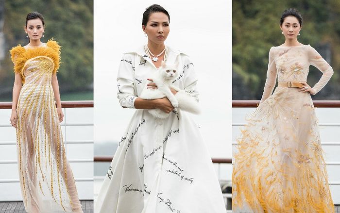 Minh Triệu ôm mèo trắng sải bước kiêu kỳ mở màn show của Lê Thanh Hòa