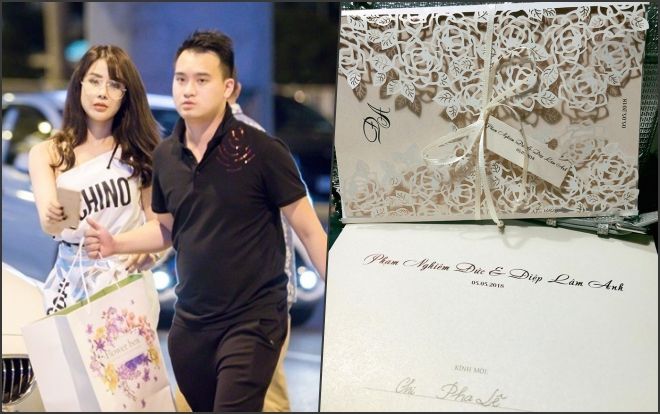 Hé lộ thiệp cưới của Diệp Lâm Anh và bạn trai thiếu gia