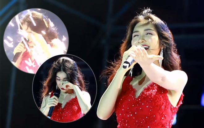 Clip bị pháo bắn vào mắt trên sân khấu, Hòa Minzy vẫn hát như không có chuyện gì