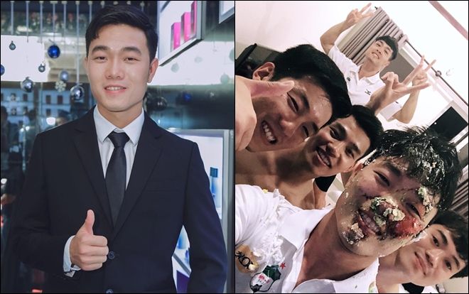 Xuân Trường bị đồng đội trét 'bê bết bánh kem' trong đêm sinh nhật thứ 23