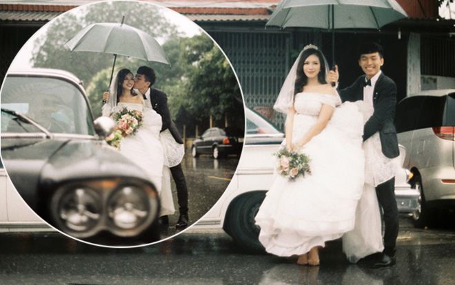 Rước dâu cực ‘chất’ ngày mưa gió: Dàn xế cổ trong lớp mưa bay khiến dân tình trầm trồ