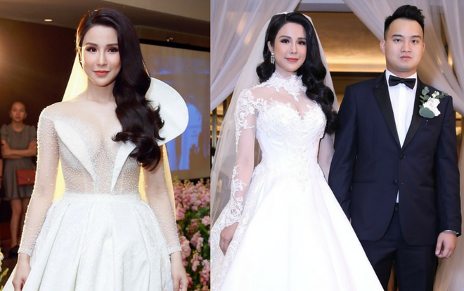 Cô dâu Diệp Lâm Anh mặc váy cưới xuyên thấu trăm triệu khoe trọn vòng 1