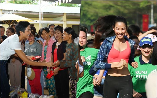 H'Hen Niê nhiệt tình quyên góp từ thiện, Hoàng Thuỳ chạy bộ cùng người dân gây quỹ hướng nghiệp
