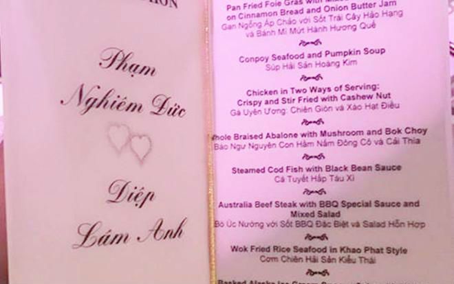 Tiết lộ thực đơn tiệc cưới sang trọng của Diệp Lâm Anh với nhiều món đắt tiền