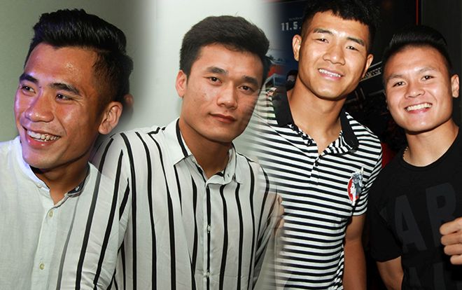 Anh em Bùi Tiến Dũng, Đức Chinh, Quang Hải phấn khích khi xem phim bóng đá '11 niềm hy vọng'