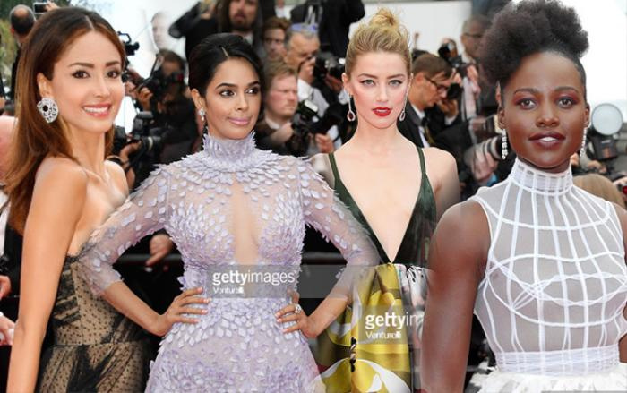 Thảm đỏ Cannes 2018 ngày thứ 3: 'Bạn gái' Black Panther diện váy xuyên thấu, Mallika Sherawat hở ngực lộ liễu